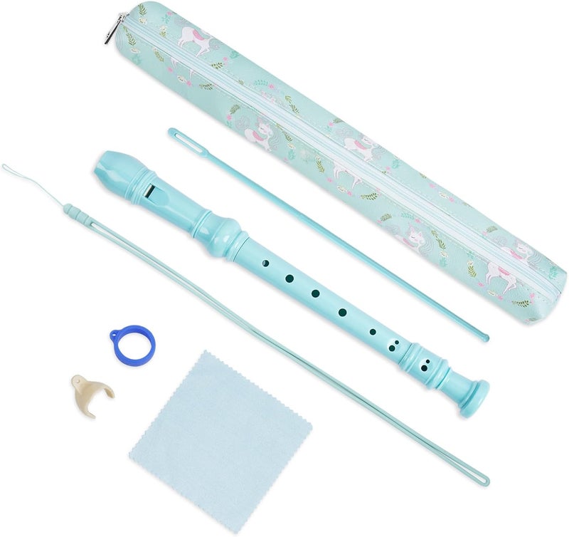 Haecsfl Recorder Instrument for Beginner Adults,8-Hole Soprano Descant Recorder Music Flute with with Cleaning Rod & Leather Case For Home Entertainment(2-Green Unicorn) - Image 1